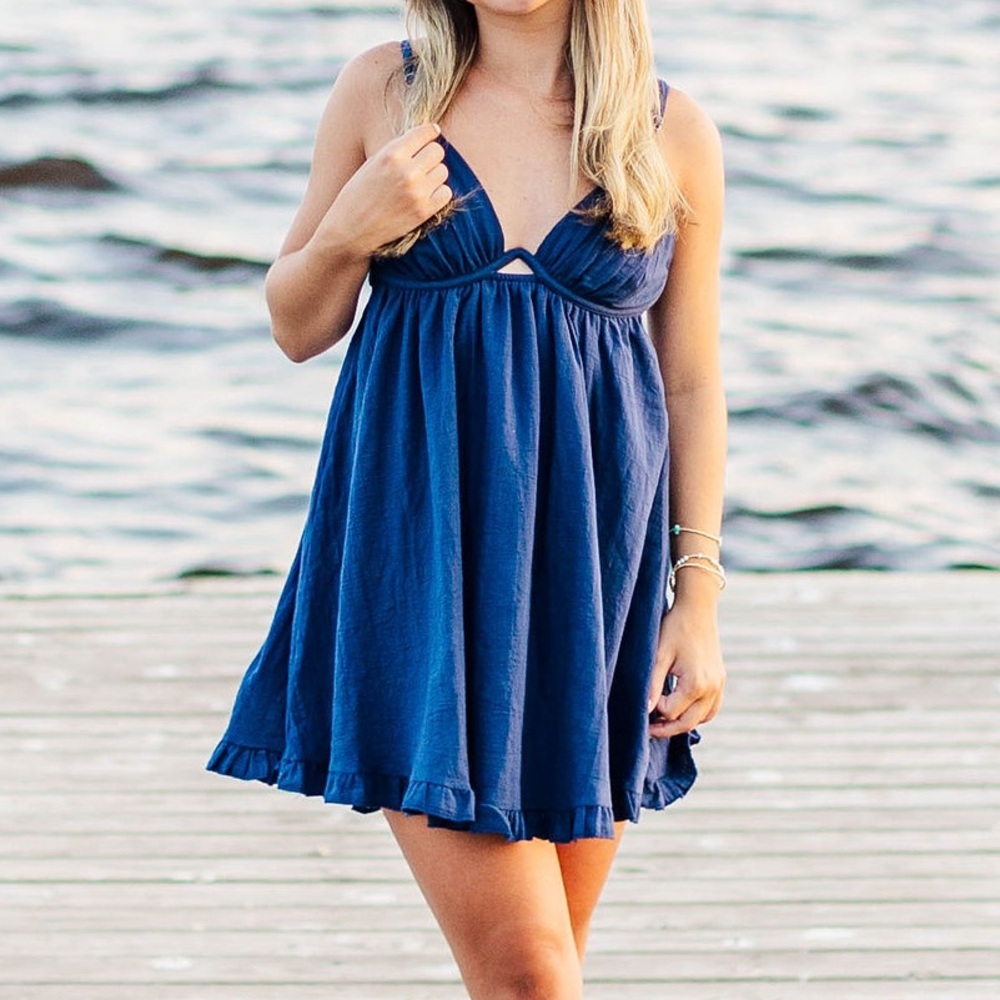 Island Gypsy Flowy Tank Dress in
Navy